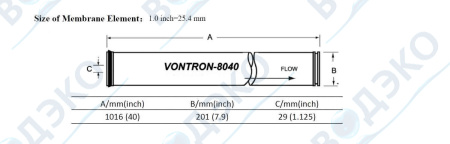 Мембрана обратноосмотическая Vontron 8"  ULP440